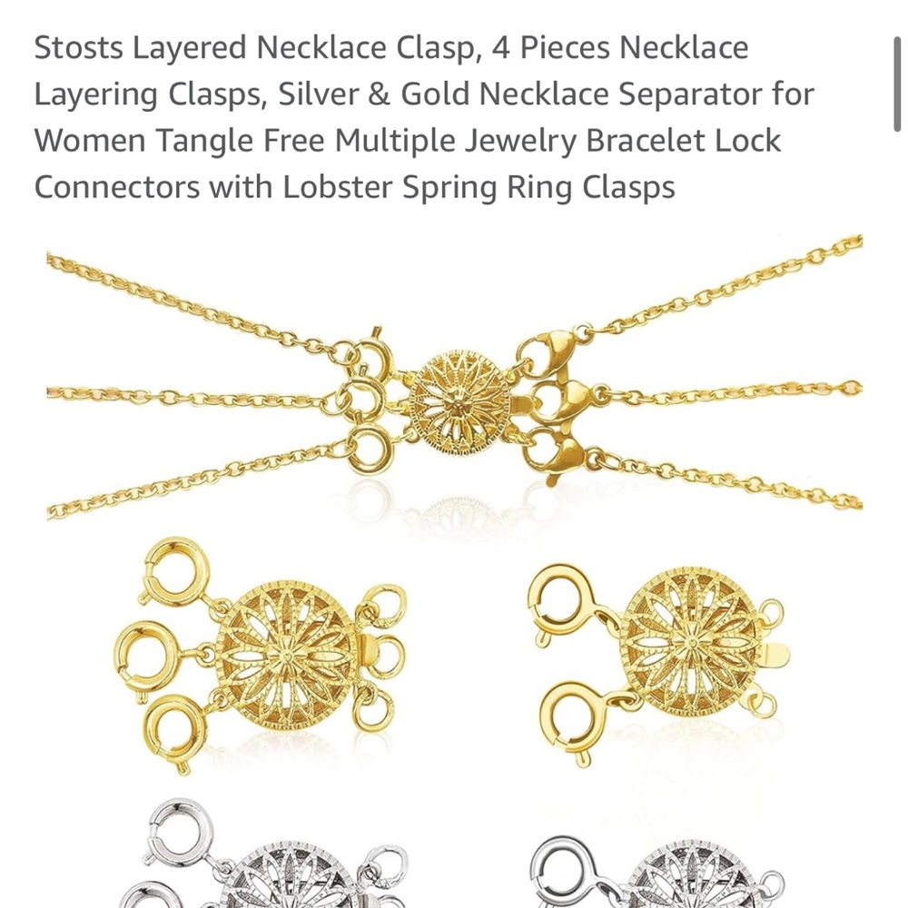 Gold and Silver Layered Necklace Clasp Set